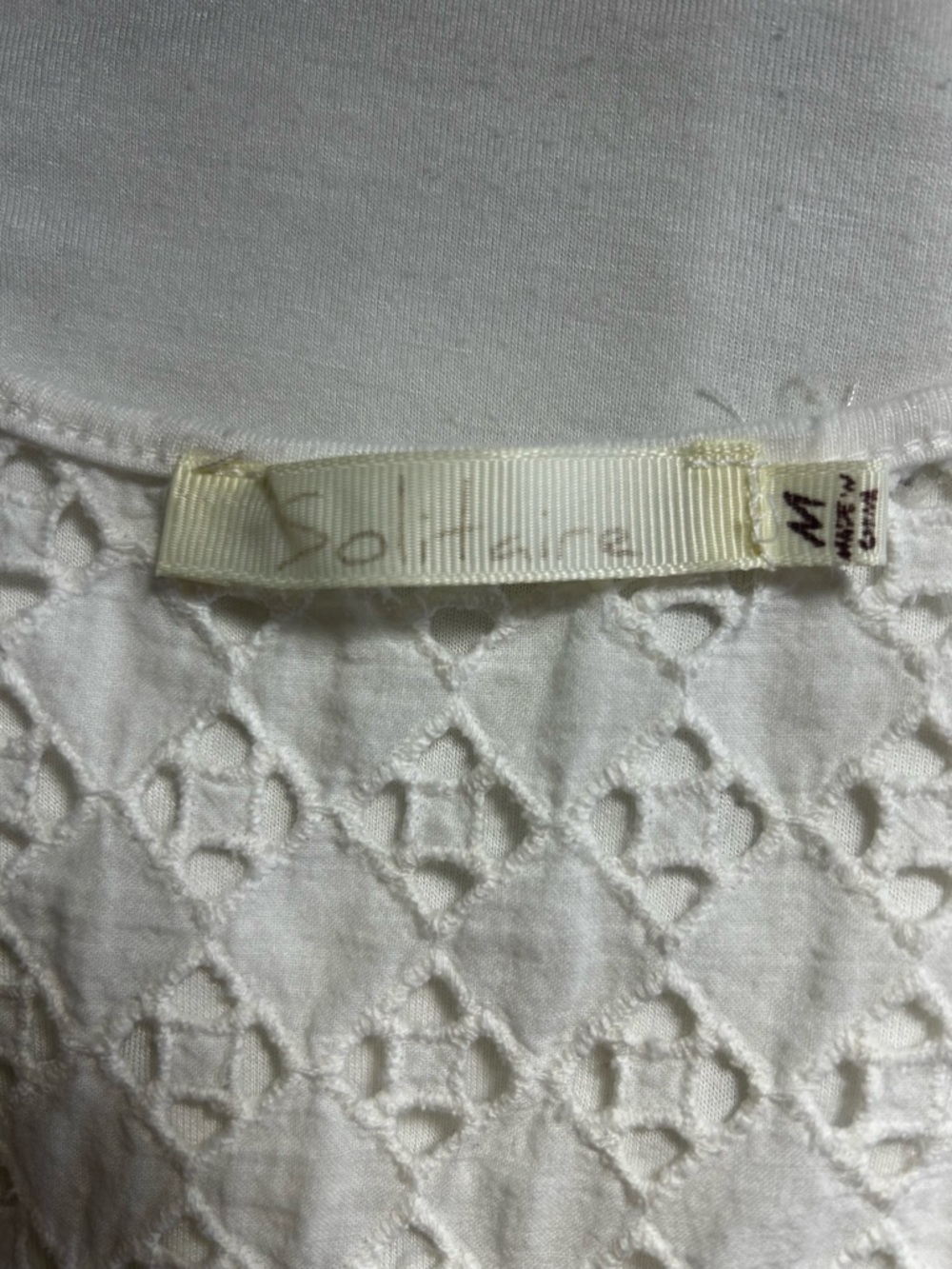 Anthropologie Eyelet Lace Top White Boho Cottagecore Medium S/M Feminine - Picture 2 of 6